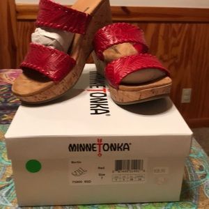 Minnetonka red sandals. Size 7